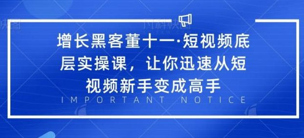 董十一：短视频零基础变高手实操课39集