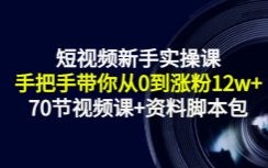 短视频新手实操课：手把手带你从0到涨粉12w+（